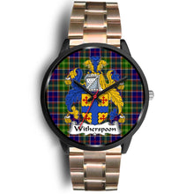Load image into Gallery viewer, Whitefoord Modern Clans ,Black Leather watch, leather steel watch, tartan watch, tartan watches, clan watch, scotland watch, merry christmas, cyber Monday, halloween, black Friday