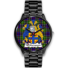 Load image into Gallery viewer, Whitefoord Modern Clans ,Black Metal Link watch, leather steel watch, tartan watch, tartan watches, clan watch, scotland watch, merry christmas, cyber Monday, halloween, black Friday