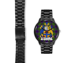 Load image into Gallery viewer, Whitefoord Modern Clans ,Black Leather watch, leather steel watch, tartan watch, tartan watches, clan watch, scotland watch, merry christmas, cyber Monday, halloween, black Friday