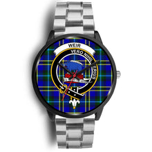 Load image into Gallery viewer, Weir Modern Clans ,Black Metal Link watch, leather steel watch, tartan watch, tartan watches, clan watch, scotland watch, merry christmas, cyber Monday, halloween, black Friday