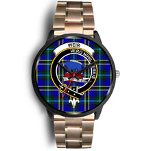 Load image into Gallery viewer, Weir Modern Clans ,Black Leather watch, leather steel watch, tartan watch, tartan watches, clan watch, scotland watch, merry christmas, cyber Monday, halloween, black Friday