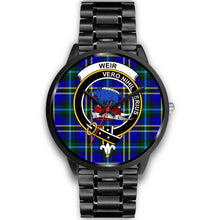 Load image into Gallery viewer, Weir Modern Clans ,Black Metal Link watch, leather steel watch, tartan watch, tartan watches, clan watch, scotland watch, merry christmas, cyber Monday, halloween, black Friday