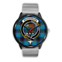 Load image into Gallery viewer, Wedderburn Clans ,Rose Gold Metal Link watch, leather steel watch, tartan watch, tartan watches, clan watch, scotland watch, merry christmas, cyber Monday, halloween, black Friday