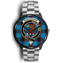 Load image into Gallery viewer, Wedderburn Clans ,Black Metal Link watch, leather steel watch, tartan watch, tartan watches, clan watch, scotland watch, merry christmas, cyber Monday, halloween, black Friday