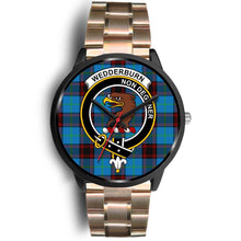 Load image into Gallery viewer, Wedderburn Clans ,Black Leather watch, leather steel watch, tartan watch, tartan watches, clan watch, scotland watch, merry christmas, cyber Monday, halloween, black Friday