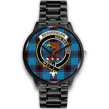 Load image into Gallery viewer, Wedderburn Clans ,Black Metal Link watch, leather steel watch, tartan watch, tartan watches, clan watch, scotland watch, merry christmas, cyber Monday, halloween, black Friday