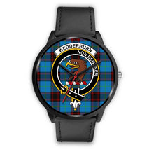 Load image into Gallery viewer, Wedderburn Clans ,Black Metal Mesh watch, leather steel watch, tartan watch, tartan watches, clan watch, scotland watch, merry christmas, cyber Monday, halloween, black Friday