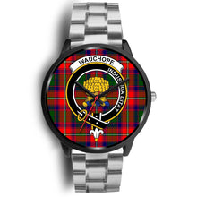 Load image into Gallery viewer, Wauchope Clans ,Black Metal Link watch, leather steel watch, tartan watch, tartan watches, clan watch, scotland watch, merry christmas, cyber Monday, halloween, black Friday