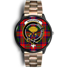 Load image into Gallery viewer, Wauchope Clans ,Black Leather watch, leather steel watch, tartan watch, tartan watches, clan watch, scotland watch, merry christmas, cyber Monday, halloween, black Friday