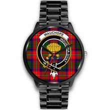 Load image into Gallery viewer, Wauchope Clans ,Black Metal Link watch, leather steel watch, tartan watch, tartan watches, clan watch, scotland watch, merry christmas, cyber Monday, halloween, black Friday
