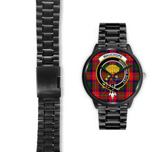 Load image into Gallery viewer, Wauchope Clans ,Black Leather watch, leather steel watch, tartan watch, tartan watches, clan watch, scotland watch, merry christmas, cyber Monday, halloween, black Friday