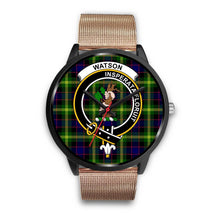Load image into Gallery viewer, Watson Modern Clans ,Brown Leather watch, leather steel watch, tartan watch, tartan watches, clan watch, scotland watch, merry christmas, cyber Monday, halloween, black Friday