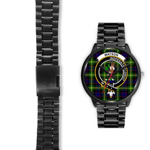 Load image into Gallery viewer, Watson Modern Clans ,Black Leather watch, leather steel watch, tartan watch, tartan watches, clan watch, scotland watch, merry christmas, cyber Monday, halloween, black Friday