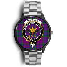 Load image into Gallery viewer, Wardlaw Clans ,Black Metal Link watch, leather steel watch, tartan watch, tartan watches, clan watch, scotland watch, merry christmas, cyber Monday, halloween, black Friday