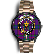 Load image into Gallery viewer, Wardlaw Clans ,Black Leather watch, leather steel watch, tartan watch, tartan watches, clan watch, scotland watch, merry christmas, cyber Monday, halloween, black Friday