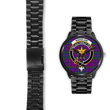Load image into Gallery viewer, Wardlaw Clans ,Black Leather watch, leather steel watch, tartan watch, tartan watches, clan watch, scotland watch, merry christmas, cyber Monday, halloween, black Friday