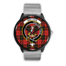 Load image into Gallery viewer, Wallace Weathered Clans ,Rose Gold Metal Link watch, leather steel watch, tartan watch, tartan watches, clan watch, scotland watch, merry christmas, cyber Monday, halloween, black Friday