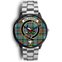 Load image into Gallery viewer, Walkinshaw Clans ,Black Metal Link watch, leather steel watch, tartan watch, tartan watches, clan watch, scotland watch, merry christmas, cyber Monday, halloween, black Friday