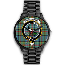 Load image into Gallery viewer, Walkinshaw Clans ,Black Metal Link watch, leather steel watch, tartan watch, tartan watches, clan watch, scotland watch, merry christmas, cyber Monday, halloween, black Friday