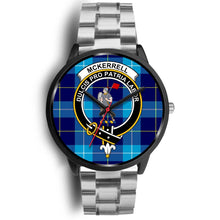 Load image into Gallery viewer, McKerrell Clans ,Black Metal Link watch, leather steel watch, tartan watch, tartan watches, clan watch, scotland watch, merry christmas, cyber Monday, halloween, black Friday