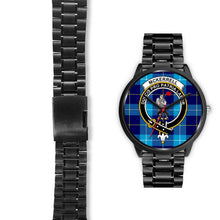 Load image into Gallery viewer, McKerrell Clans ,Black Leather watch, leather steel watch, tartan watch, tartan watches, clan watch, scotland watch, merry christmas, cyber Monday, halloween, black Friday