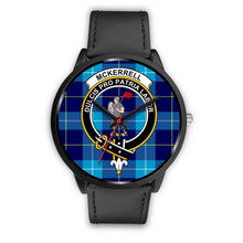 Load image into Gallery viewer, McKerrell Clans ,Black Metal Mesh watch, leather steel watch, tartan watch, tartan watches, clan watch, scotland watch, merry christmas, cyber Monday, halloween, black Friday