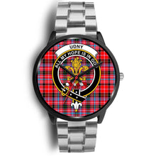 Load image into Gallery viewer, Udny Clans ,Black Metal Link watch, leather steel watch, tartan watch, tartan watches, clan watch, scotland watch, merry christmas, cyber Monday, halloween, black Friday