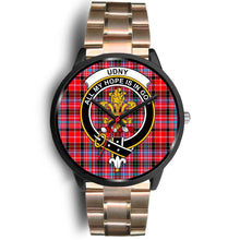 Load image into Gallery viewer, Udny Clans ,Black Leather watch, leather steel watch, tartan watch, tartan watches, clan watch, scotland watch, merry christmas, cyber Monday, halloween, black Friday