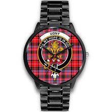 Load image into Gallery viewer, Udny Clans ,Black Metal Link watch, leather steel watch, tartan watch, tartan watches, clan watch, scotland watch, merry christmas, cyber Monday, halloween, black Friday