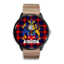 Load image into Gallery viewer, McLaughlin Clans ,Brown Leather watch, leather steel watch, tartan watch, tartan watches, clan watch, scotland watch, merry christmas, cyber Monday, halloween, black Friday
