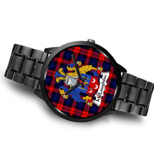 Load image into Gallery viewer, McLaughlin Clans ,Brown Leather watch, leather steel watch, tartan watch, tartan watches, clan watch, scotland watch, merry christmas, cyber Monday, halloween, black Friday
