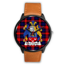 Load image into Gallery viewer, McLaughlin Clans ,Pink Leather watch, leather steel watch, tartan watch, tartan watches, clan watch, scotland watch, merry christmas, cyber Monday, halloween, black Friday