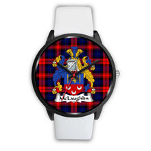 Load image into Gallery viewer, McLaughlin Clans ,Silver Metal Mesh watch, leather steel watch, tartan watch, tartan watches, clan watch, scotland watch, merry christmas, cyber Monday, halloween, black Friday