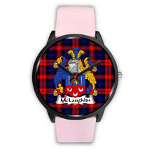 Load image into Gallery viewer, McLaughlin Clans ,Silver Metal Link watch, leather steel watch, tartan watch, tartan watches, clan watch, scotland watch, merry christmas, cyber Monday, halloween, black Friday