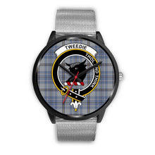 Load image into Gallery viewer, Tweedie Clans ,Rose Gold Metal Link watch, leather steel watch, tartan watch, tartan watches, clan watch, scotland watch, merry christmas, cyber Monday, halloween, black Friday