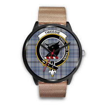 Load image into Gallery viewer, Tweedie Clans ,Brown Leather watch, leather steel watch, tartan watch, tartan watches, clan watch, scotland watch, merry christmas, cyber Monday, halloween, black Friday