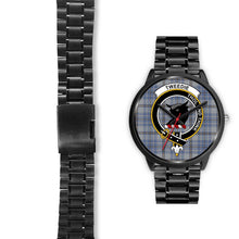 Load image into Gallery viewer, Tweedie Clans ,Black Leather watch, leather steel watch, tartan watch, tartan watches, clan watch, scotland watch, merry christmas, cyber Monday, halloween, black Friday