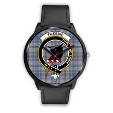 Load image into Gallery viewer, Tweedie Clans ,Black Metal Mesh watch, leather steel watch, tartan watch, tartan watches, clan watch, scotland watch, merry christmas, cyber Monday, halloween, black Friday