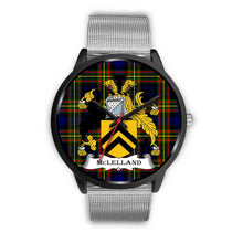 Load image into Gallery viewer, McLelland Clans ,Rose Gold Metal Link watch, leather steel watch, tartan watch, tartan watches, clan watch, scotland watch, merry christmas, cyber Monday, halloween, black Friday