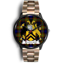 Load image into Gallery viewer, McLelland Clans ,Black Leather watch, leather steel watch, tartan watch, tartan watches, clan watch, scotland watch, merry christmas, cyber Monday, halloween, black Friday