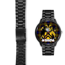 Load image into Gallery viewer, McLelland Clans ,Black Leather watch, leather steel watch, tartan watch, tartan watches, clan watch, scotland watch, merry christmas, cyber Monday, halloween, black Friday