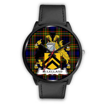 Load image into Gallery viewer, McLelland Clans ,Black Metal Mesh watch, leather steel watch, tartan watch, tartan watches, clan watch, scotland watch, merry christmas, cyber Monday, halloween, black Friday