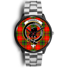 Load image into Gallery viewer, Turnbull Clans ,Black Metal Link watch, leather steel watch, tartan watch, tartan watches, clan watch, scotland watch, merry christmas, cyber Monday, halloween, black Friday