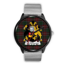 Load image into Gallery viewer, McWhirter Clans ,Rose Gold Metal Link watch, leather steel watch, tartan watch, tartan watches, clan watch, scotland watch, merry christmas, cyber Monday, halloween, black Friday