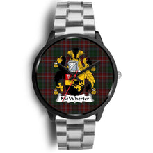 Load image into Gallery viewer, McWhirter Clans ,Black Metal Link watch, leather steel watch, tartan watch, tartan watches, clan watch, scotland watch, merry christmas, cyber Monday, halloween, black Friday