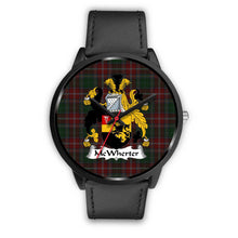 Load image into Gallery viewer, McWhirter Clans ,Black Metal Mesh watch, leather steel watch, tartan watch, tartan watches, clan watch, scotland watch, merry christmas, cyber Monday, halloween, black Friday