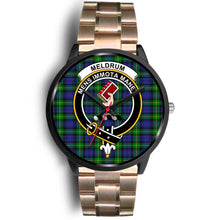 Load image into Gallery viewer, Meldrum Clans ,Black Leather watch, leather steel watch, tartan watch, tartan watches, clan watch, scotland watch, merry christmas, cyber Monday, halloween, black Friday