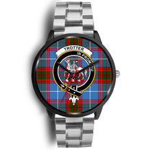 Load image into Gallery viewer, Trotter Clans ,Black Metal Link watch, leather steel watch, tartan watch, tartan watches, clan watch, scotland watch, merry christmas, cyber Monday, halloween, black Friday