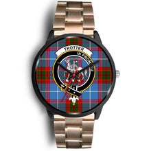 Load image into Gallery viewer, Trotter Clans ,Black Leather watch, leather steel watch, tartan watch, tartan watches, clan watch, scotland watch, merry christmas, cyber Monday, halloween, black Friday