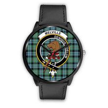 Load image into Gallery viewer, Melville Clans ,Black Metal Mesh watch, leather steel watch, tartan watch, tartan watches, clan watch, scotland watch, merry christmas, cyber Monday, halloween, black Friday